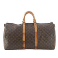 Louis Vuitton Monogram Keepall 55 Leather Boston Bag Tote Carry