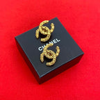 Chanel Vintage Coco Mark Motif Earrings Ear Cuff Accessory 93A