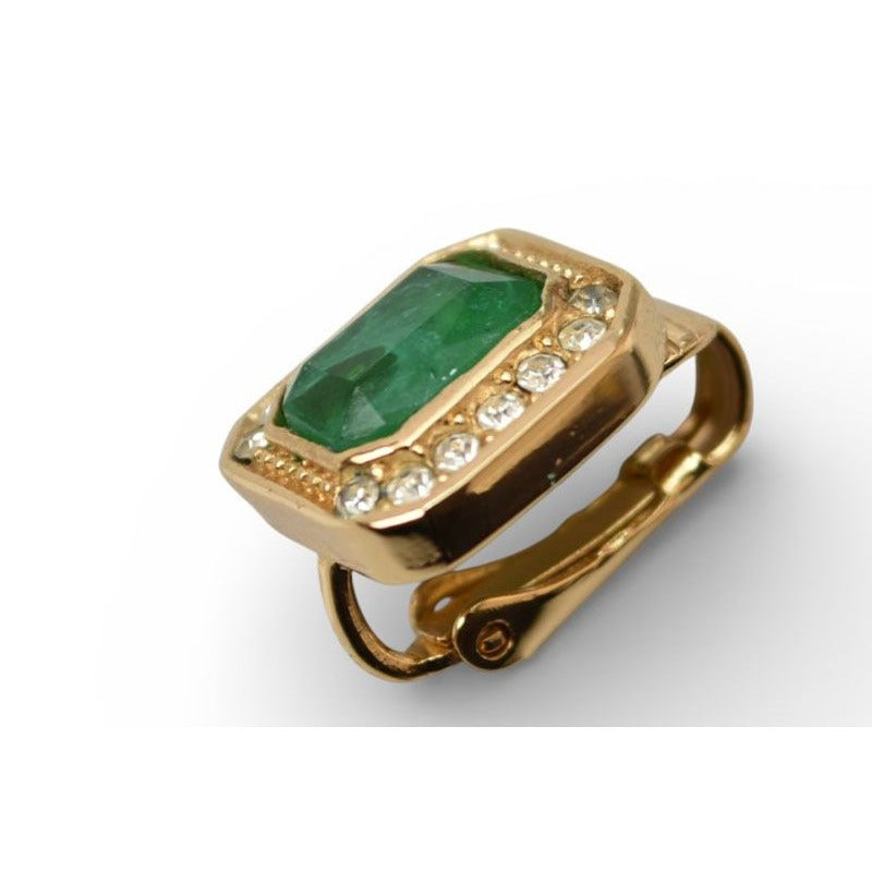 Christian Dior Earrings Vintage Rhinestone Green — view 8