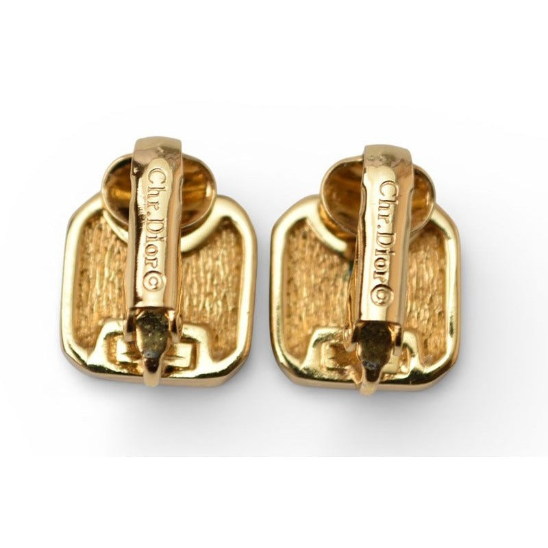 Christian Dior Earrings Vintage Rhinestone Green — view 9