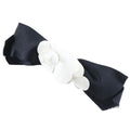 Chanel Camellia Ribbon Satin Black White Barrette