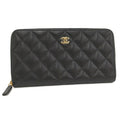 Chanel Zip Around Wallet Caviar Leather Black