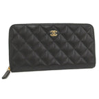 Chanel Zip Around Wallet Caviar Leather Black