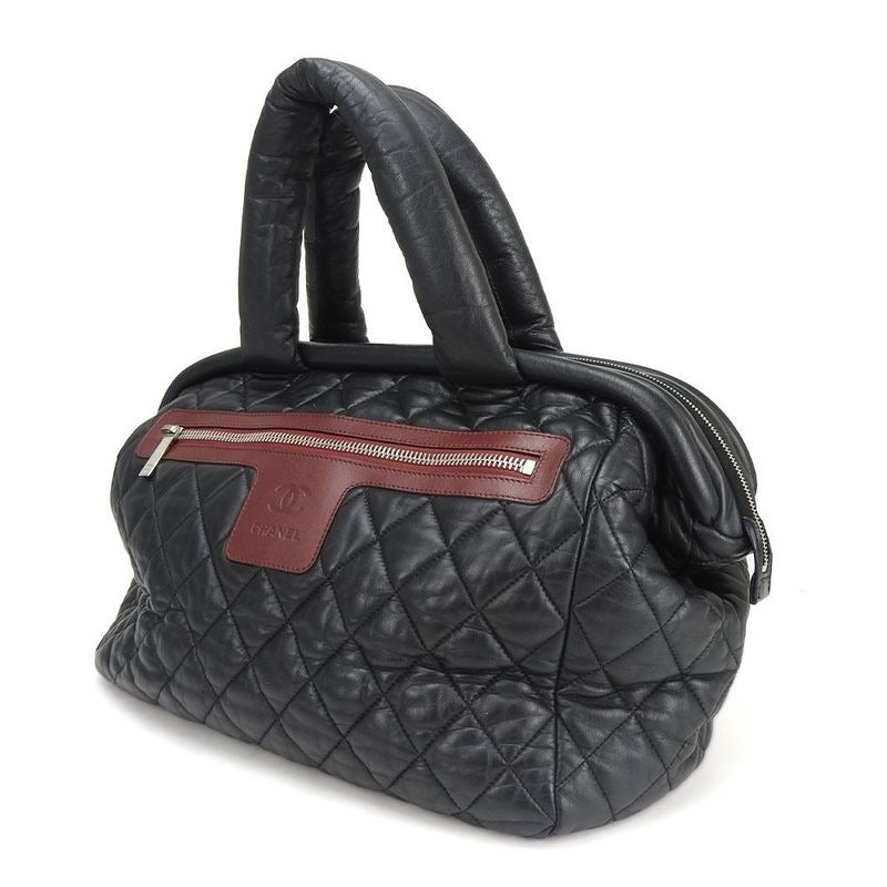 Chanel Tote Bag Boston Coco Cocoon 13 th Black Bordeaux Leather Quilted Usual