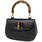 Gucci Bamboo Handbag Vintage Leather Black