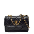 Chanel CC Logo Quilted Mini 2-Way Shoulder Bag Navy Lambskin
