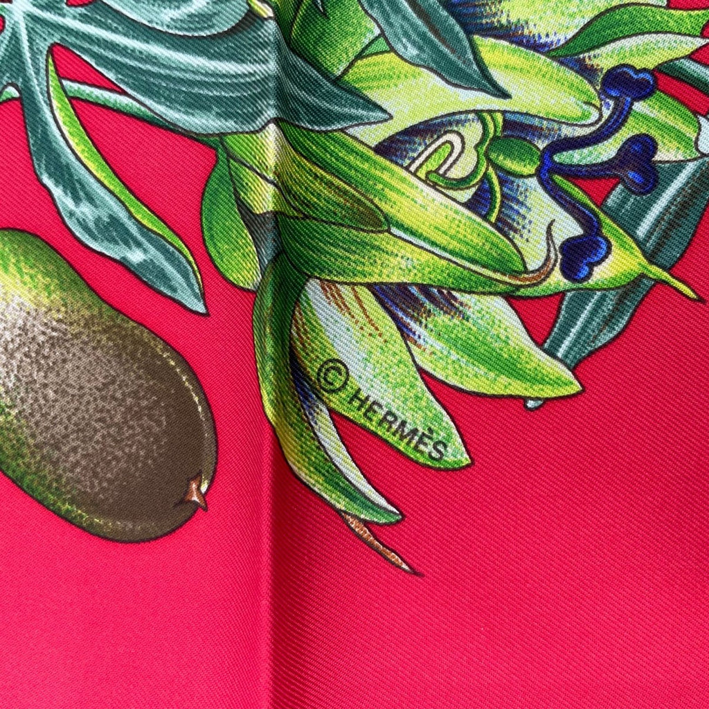 Hermes Scarf Silk Carre 90 Passiflores Passion Flower Red — view 8