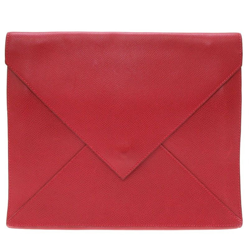 Hermes Courchevel Red Gold Hardware 00 Vintage Clutch Bag 0225