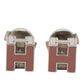 Hermes Cage de Ash Cube Earrings Silver Pink Metal Enamel