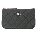 Chanel Classic Small Zip Pouch Black Silver