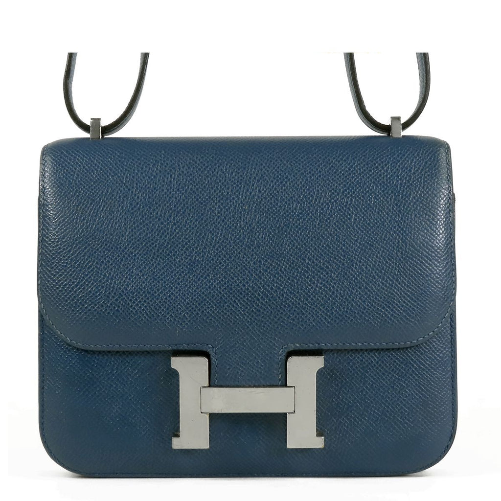 Hermes Constance 3 Mini Verso Blue Agate Grimuet Silver Epsom Swift Shoulder Bag