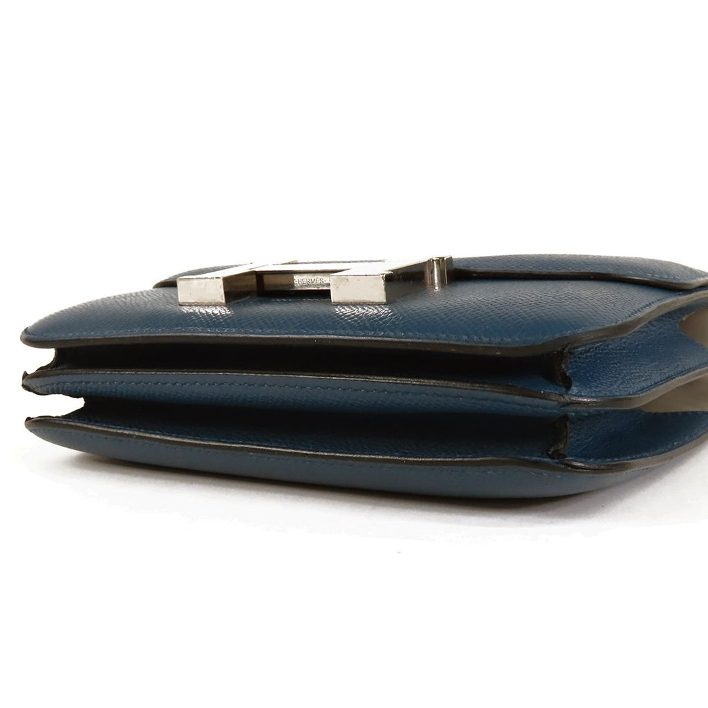 Hermes Constance 3 Mini Verso Blue Agate Grimuet Silver Epsom Swift Shoulder Bag — view 3