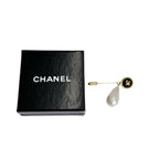 Chanel Clover Pin Brooch Drop Pearl Gold