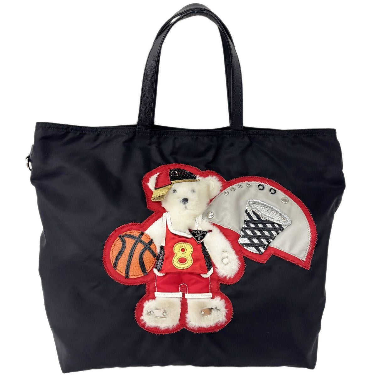 Prada Nylon Tessuto Tote Bear Basket Black