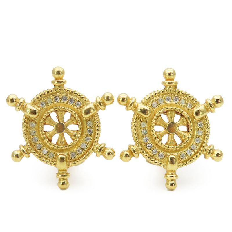 Christian Dior Earrings Marine Metal Rhinestone Gold Helix Ring Plated Accessorie — view 2