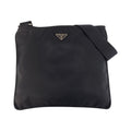Prada Tessuto Triangle Logo Plate Black Silver Hardware Shoulder Bag Messenger