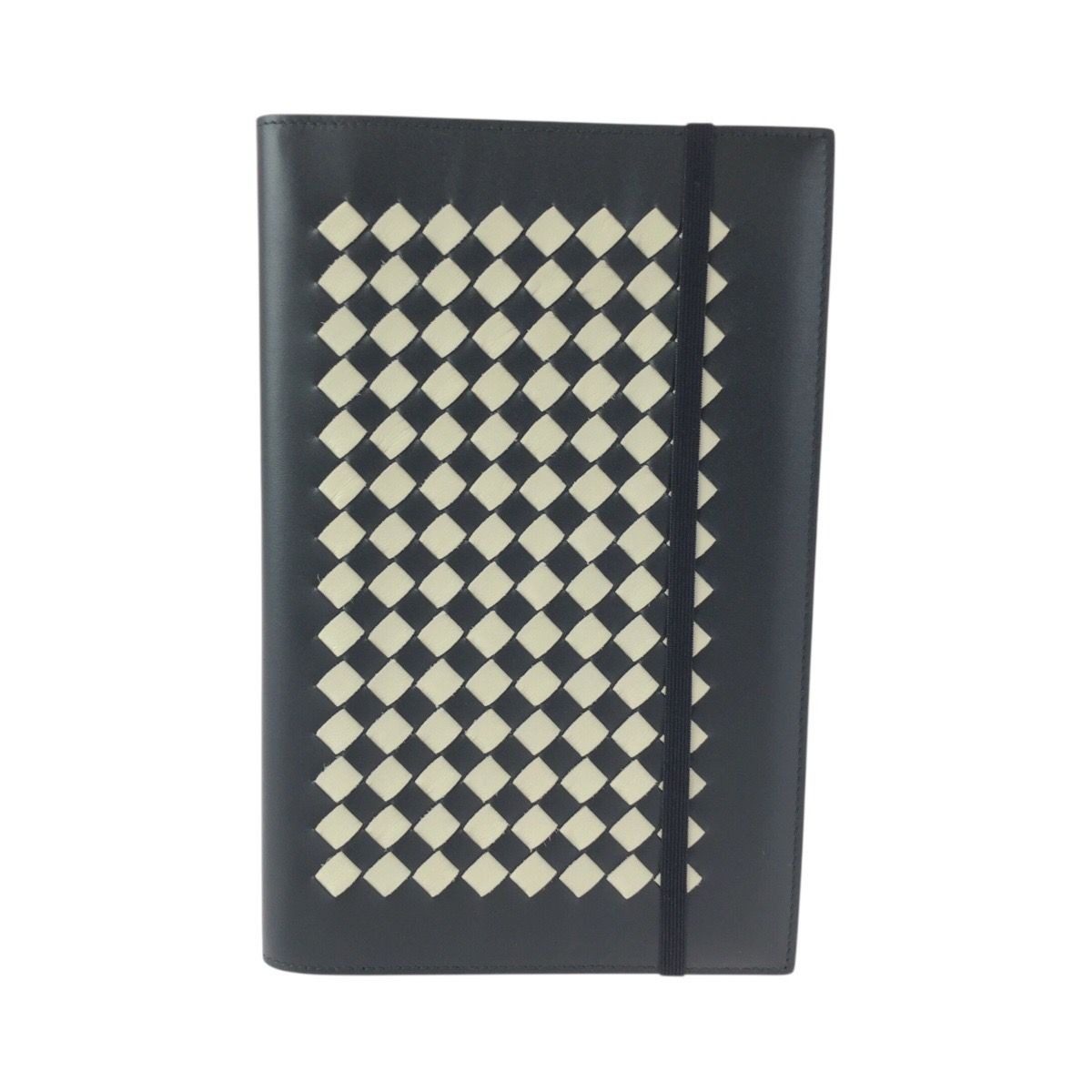 Bottega Veneta Intrecha Top Black White Leather No Top Book Cover Notebook