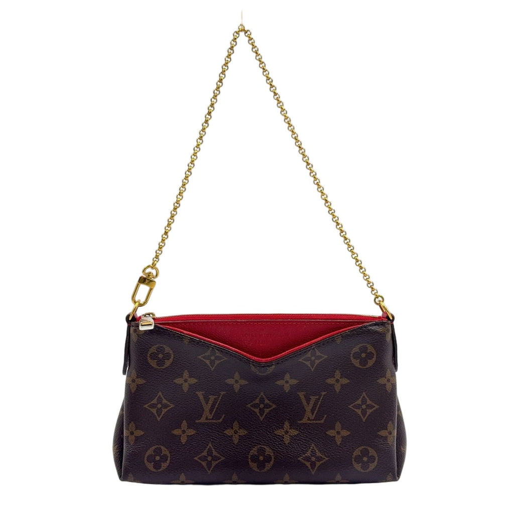 Louis Vuitton Pallas Clutch Monogram Cerise Leather Brown