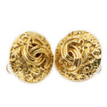 Chanel CC Logo Round Clip Type Earrings Gold Plated