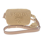Prada Raffia Shoulder 1 Bh196 Bag Pouch Basket Leather