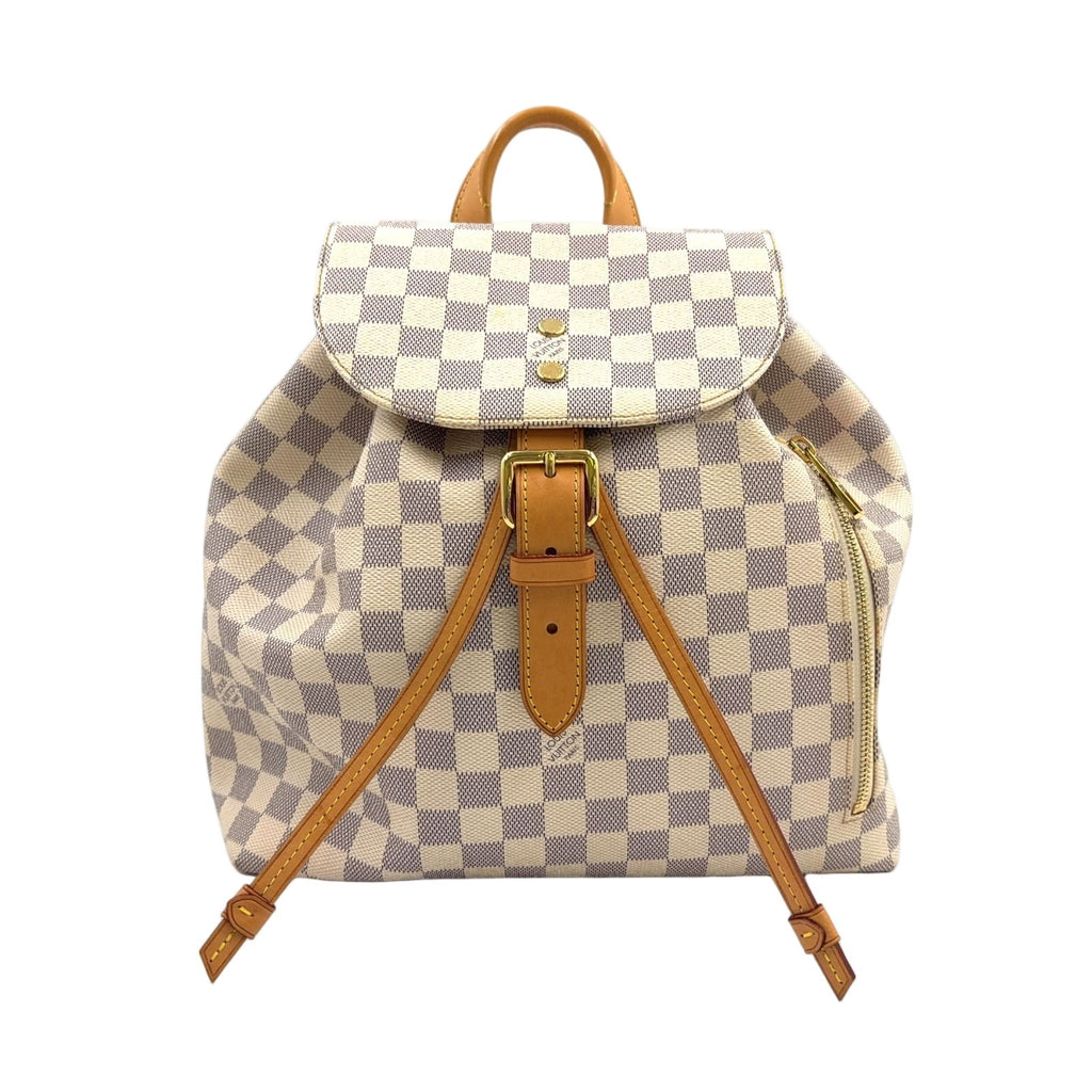 Louis Vuitton Sperone Damier Azur Leather White Light Brown Backpack Gold