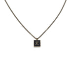 Chanel CC Square Necklace Metal Gold Black Pendant Choker Class — view 2