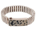 Bottega Veneta Dalmatian Stone Silver Bracelet XS