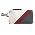 Fendi Zucca Card Case Coin Gray White Red