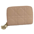 Dior Lady Mini Wallet Cannage Beige Pink