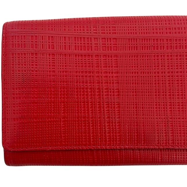 Loewe Bifold Long Wallet Red Linen 10188 K98 Leather — view 8