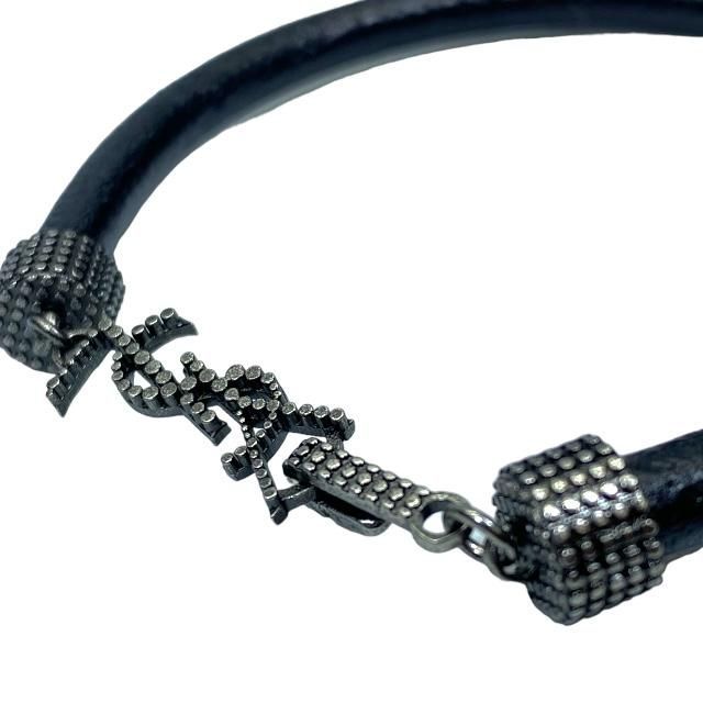Saint Laurent Opium Bracelet Bangle Jewelry Logo Metal Leather Black — view 7