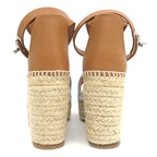 Hermes Espadrilles Tivoli Wedge Sole Sandals Blue Brown 37 — view 6