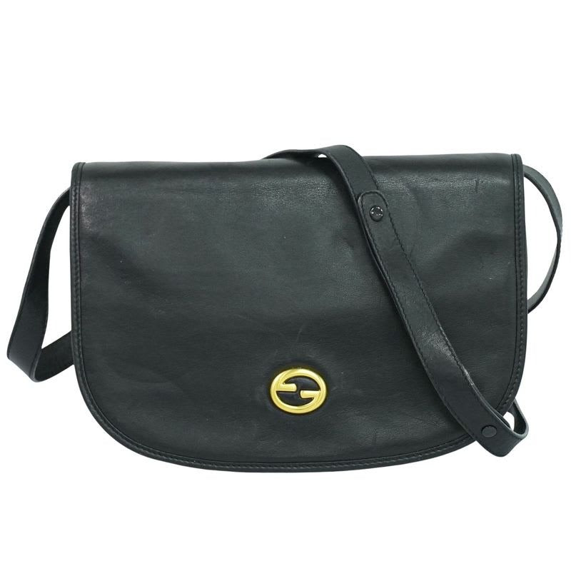 Gucci Interlocking G Vintage Shoulder Bag Pochette Leather Black — view 2