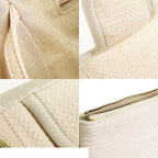 Chanel Deauville Small Ivory Gold Canvas Leather 2-Way Shoulder Bag — view 8
