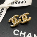 Chanel CC Logo Earrings Faux Pearl Icon Coco
