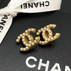 Chanel CC Logo Earrings Faux Pearl Icon Coco