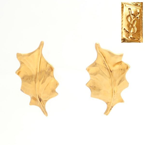 Yves Saint Laurent Earrings GP Leaf Motif Vintage — view 2