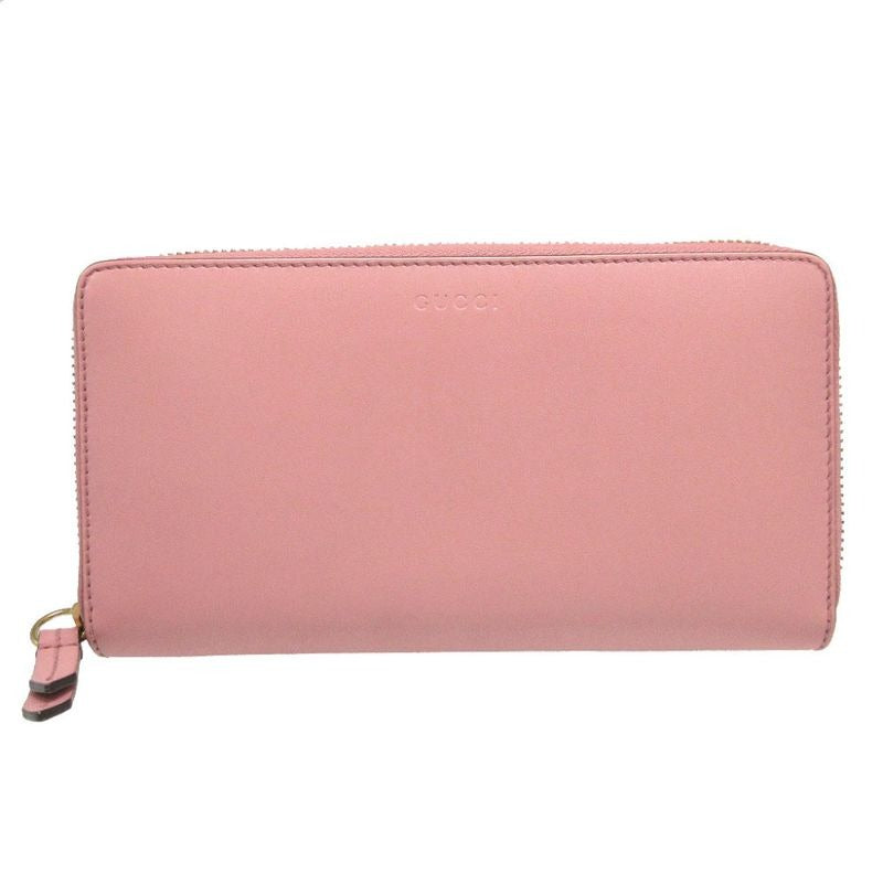 Gucci Leather Pink Round Zipper Long Wallet 1196