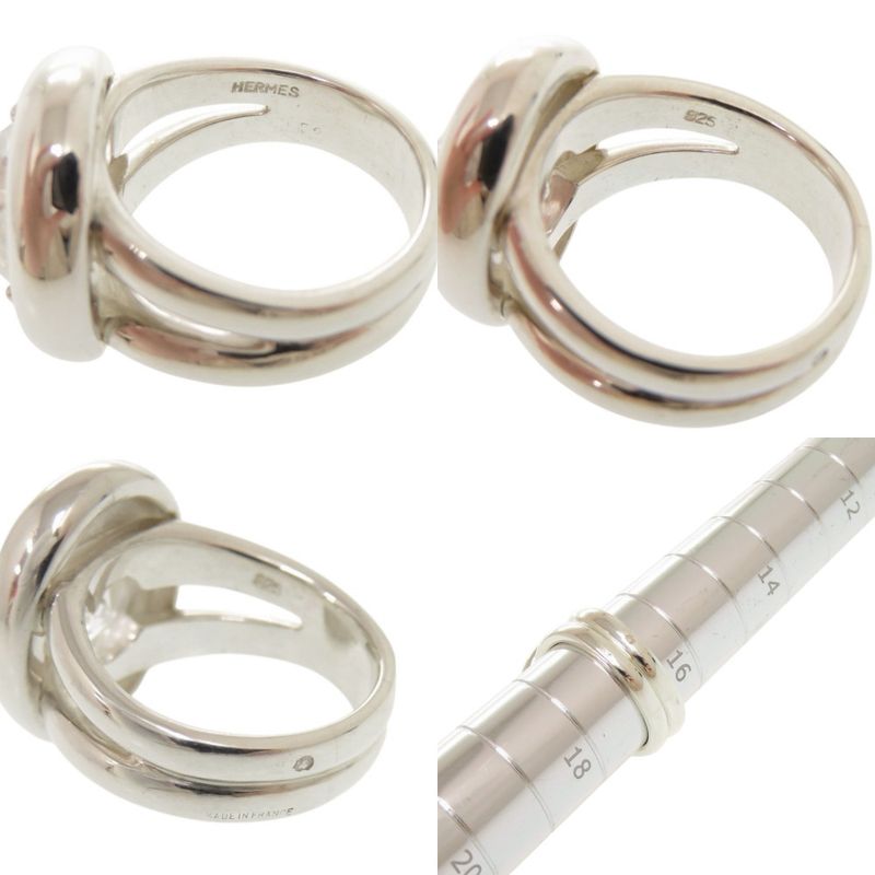 Hermes Vintage Gaucho Silver 925 White Topaz 17 Ring 0267 — view 7