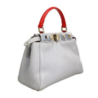 Fendi Handbag Peekaboo Leather Blue Gray Silver — view 2