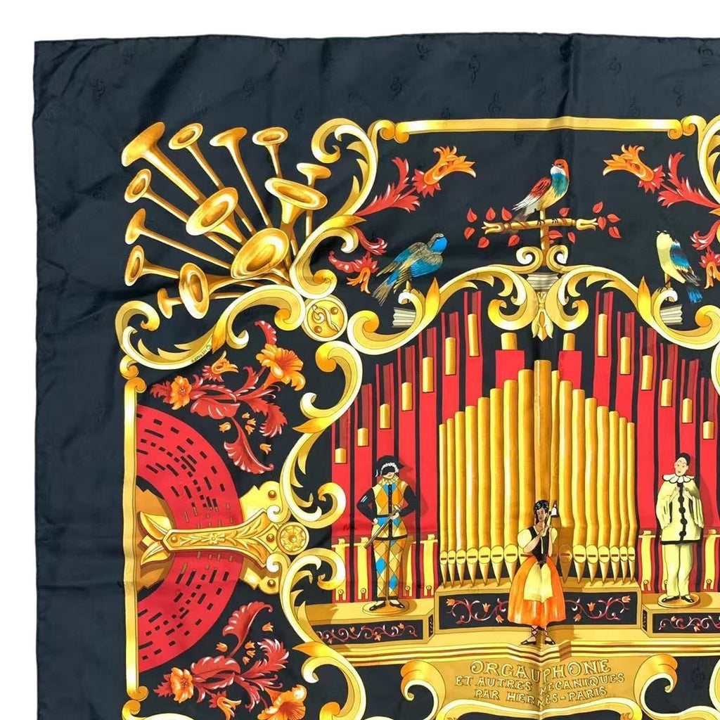 Hermes Scarf 100% Silk Carre 90 Orgauphone ET Autres Mecaniques Pipe Organ — view 2