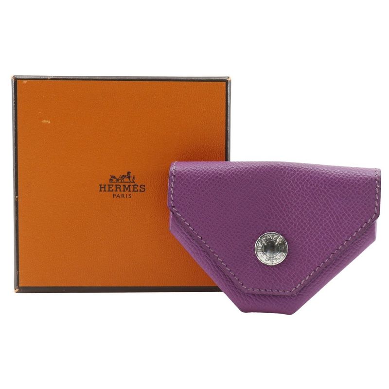 Hermes Le Van Cattle Vaux Epson Purple Coin Case — view 7