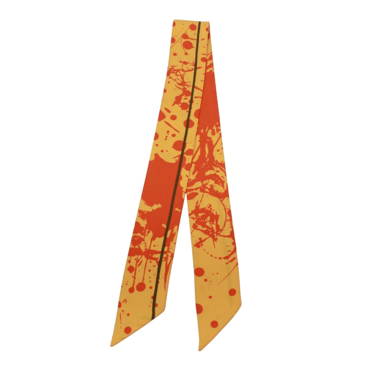 Hermes Twilly Paint Splatter Silk Orange Scarf