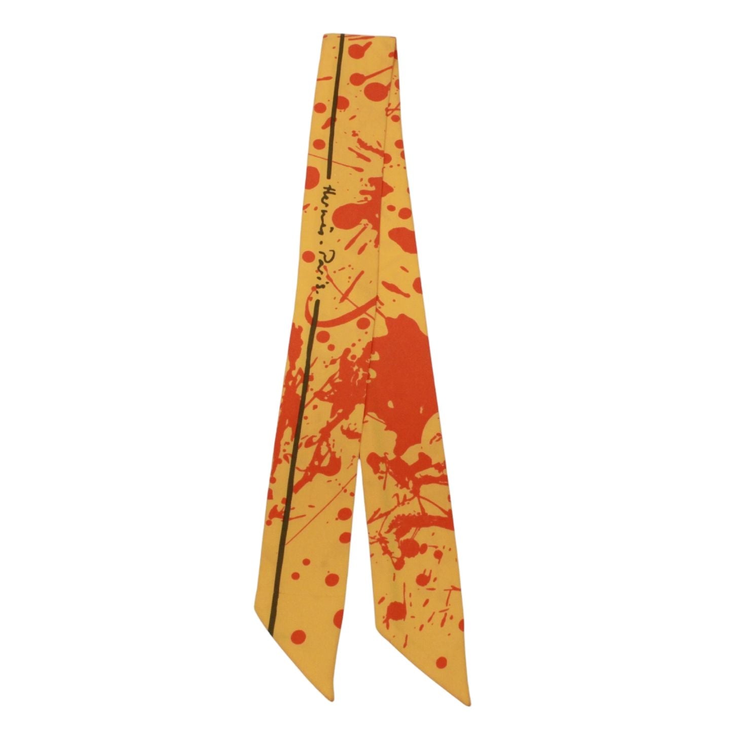 Hermes Twilly Paint Splatter Silk Orange Scarf — view 2
