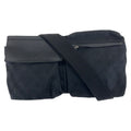 Gucci Black Silver Hardware GG Canvas Leather 28566 Body Bag Waist Pouch