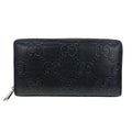 Gucci Wallet GG Emboss Zip Around Leather Black