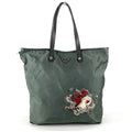 Prada Tote Triangle Logo Leather Nylon Gray