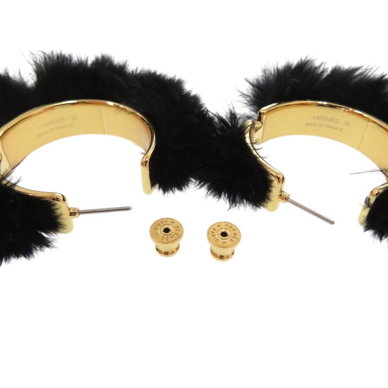 Hermes Olympe Faubourg Circus F 01 Metal Feather Black Earrings — view 5