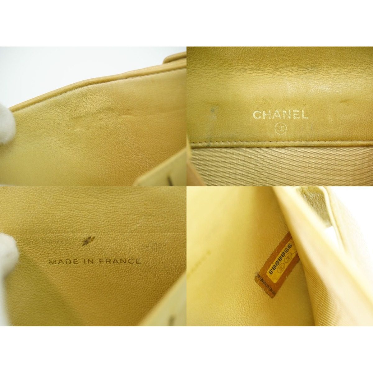 Chanel CC Logo Bifold Wallet Compact Caviar Leather Beige — view 9