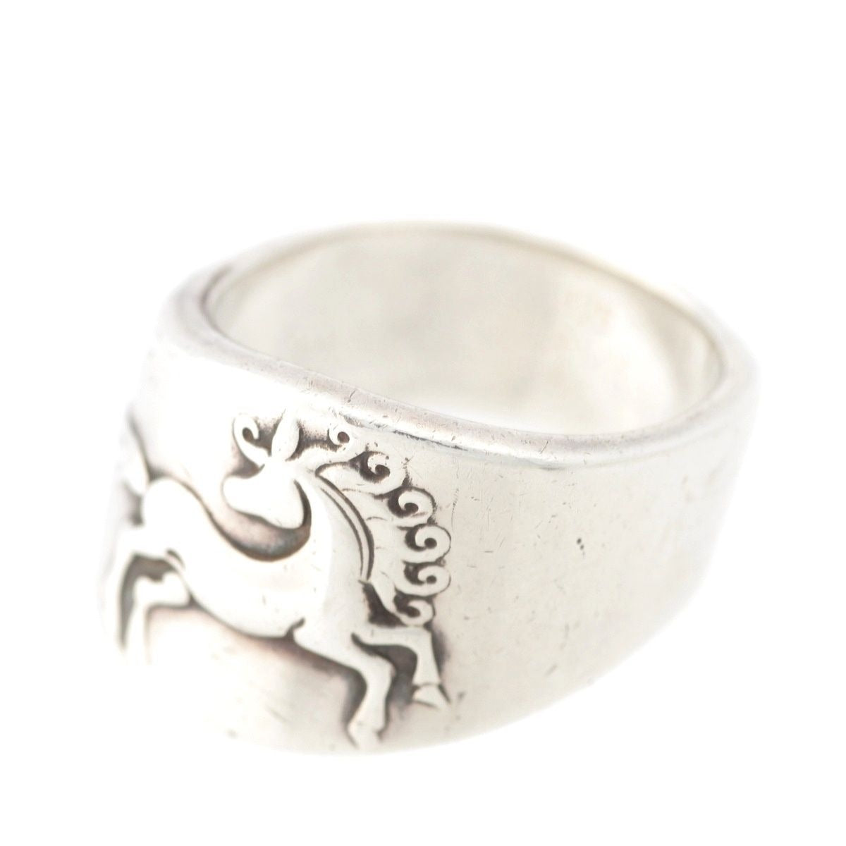 Hermes Vintage Cheval Hose Ring 925 Sterling Silver 52
